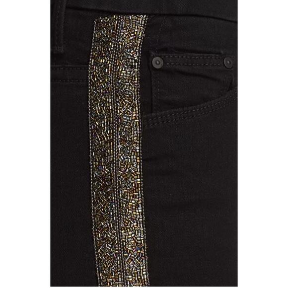 Mother High Waisted Looker Ankle Fray jeans, Beaded Stripe, Guilty Flash, Sz 25 - Picture 3 of 16